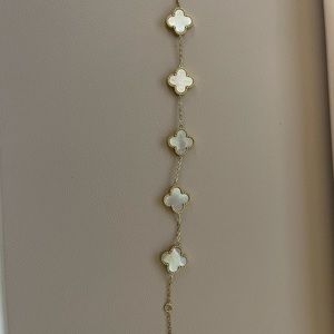 5 motif four leaf clover bracelet. Mother of Pearl clover bracelet